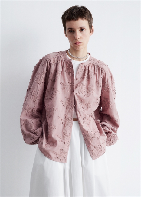 Объемная блузка с цветочной аппликацией 0954744030 - Фото 13962040