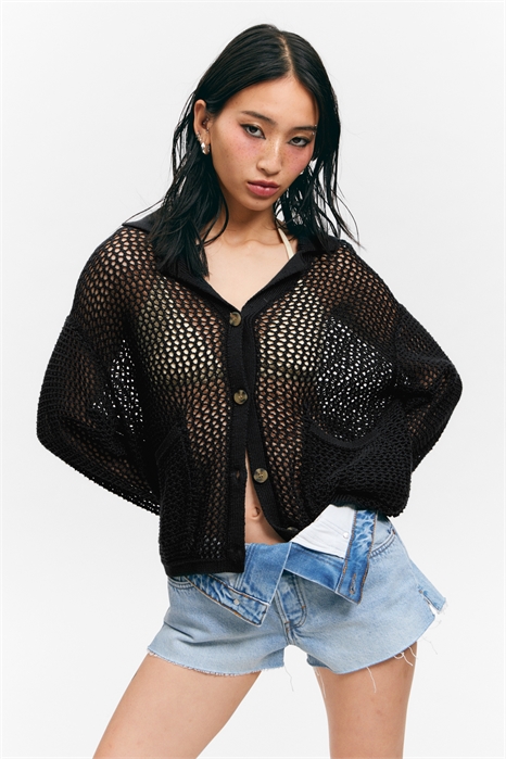 Кардиган открытой вязки на пуговицах 1274161002 - Фото 13962575