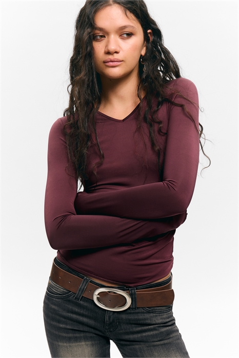 Топ с длинными рукавами и V-образным вырезом 1308318001 - Фото 13962807