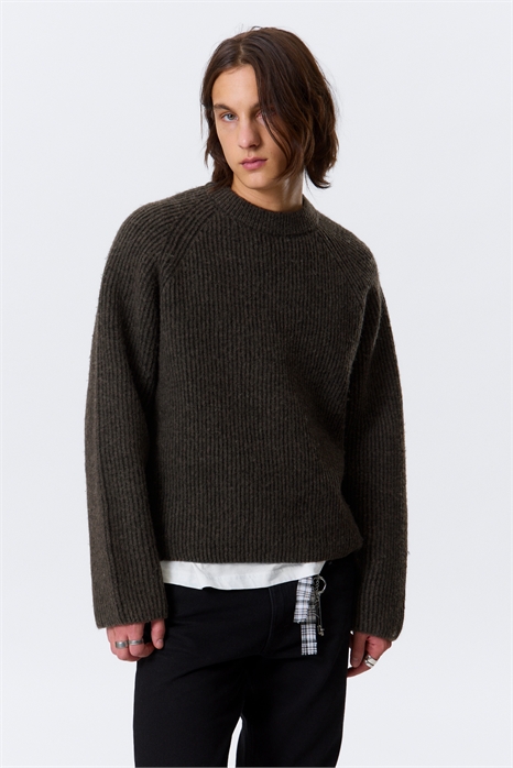 Вязаный двухцветный свитер из шерстяной смеси 1300758001 - Фото 13963553