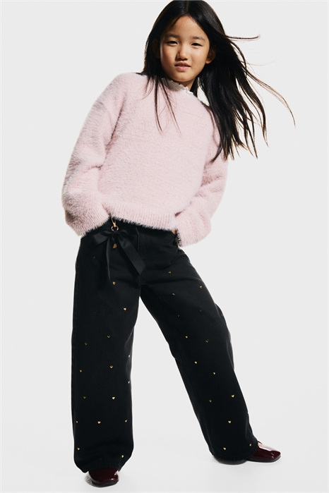 Джинсы с широкими штанинами с узором из мелких деталей 1301231008 - Фото 13966177