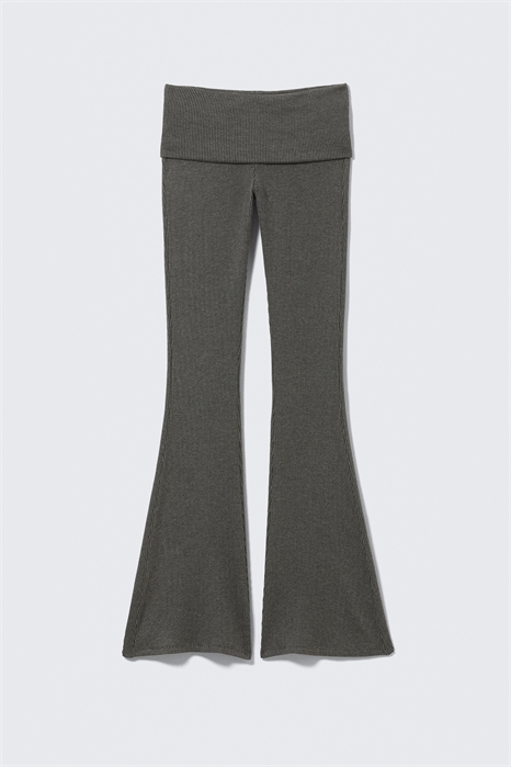 Расклешенные ребристые брюки с низкой талией 1264441003 - Фото 13967166