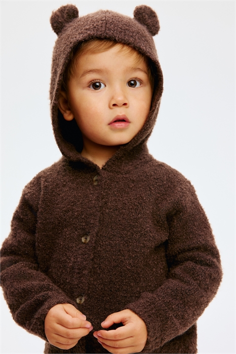 Вязаный кардиган с капюшоном из букле 1267043003 - Фото 13967388