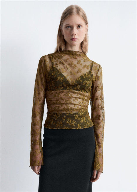 Кружевной топ с длинными рукавами 1293170001 - Фото 13968606