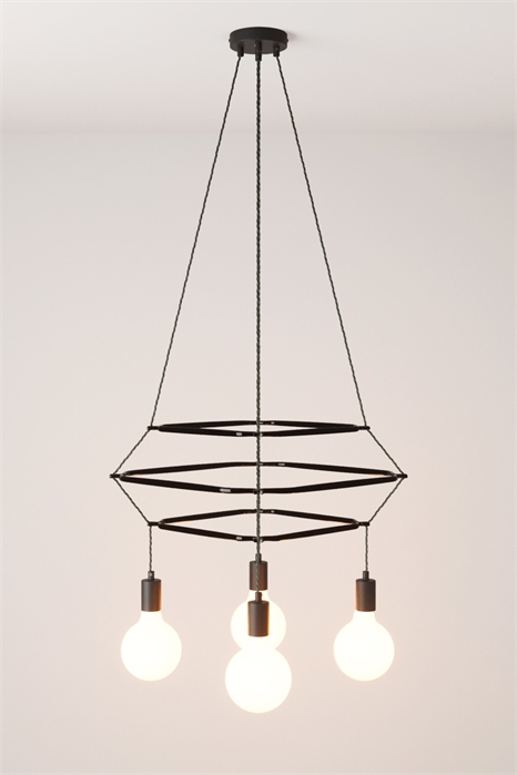 Потолочный светильник Cage 4 подвеса с лампочками 1229762001 - Фото 13971715