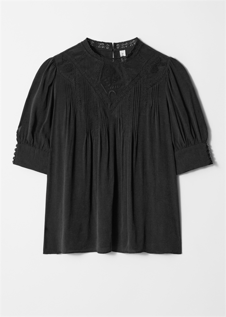 Блузка с вышитым кружевом 1263003002 - Фото 13972419