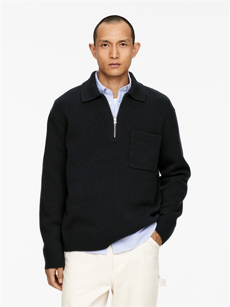 Рубашка-поло из трикотажной шерсти на молнии 1004114011 - Фото 13973134