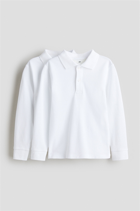Школьные рубашки-поло с длинными рукавами в упаковке из 2 штук 1086882001 - Фото 13973277