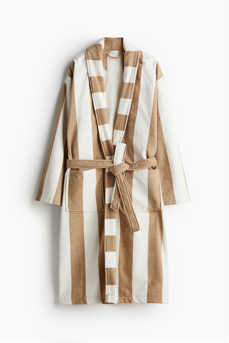 Полосатый хлопковый махровый халат 1210568014 - Фото 13973948
