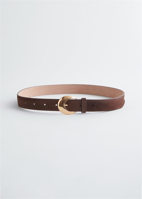 Кожаный ремень с пряжкой в форме полумесяца 1255071012 - Фото 13975618