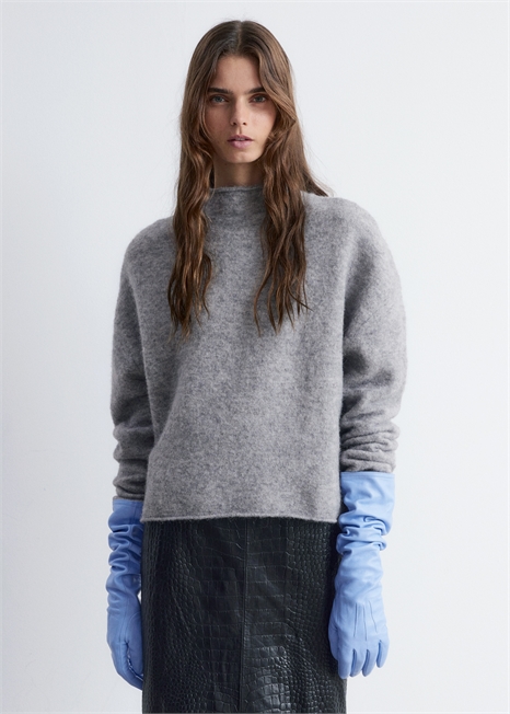 Вязаный джемпер с высоким вырезом из альпаки 1261356001 - Фото 13975787