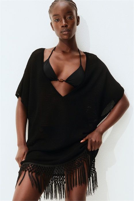 Пляжный кафтан из дырчатой вязки 1268998002 - Фото 13976026