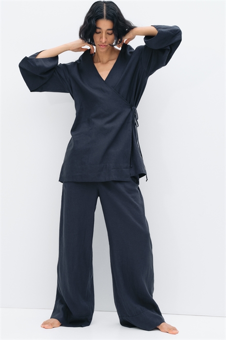 Халат из льняной смеси 1281696002 - Фото 13976253