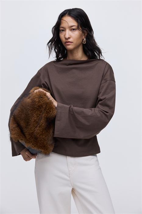 Хлопковый топ с вырезом-лодочкой 1301320007 - Фото 13978882