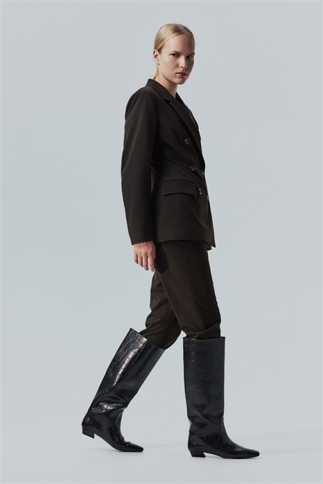 Двубортный блейзер из ткани, устойчивой к морщинам 1303476002 - Фото 13979745