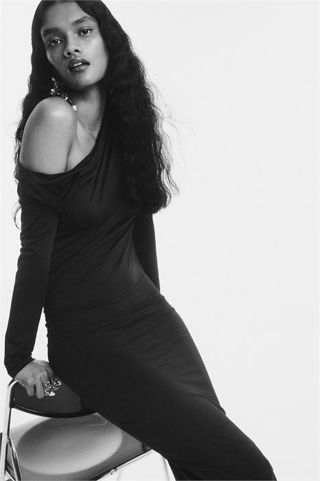 Драпированное платье на одно плечо 1304876001 - Фото 13980346