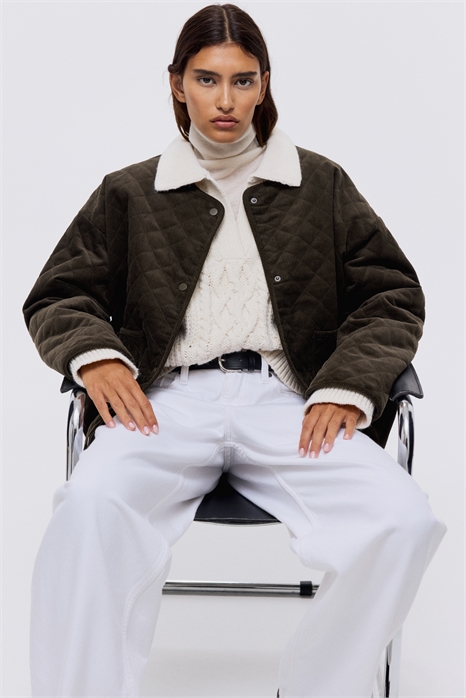 Стеганая вельветовая куртка оверсайз 1309978005 - Фото 13981721