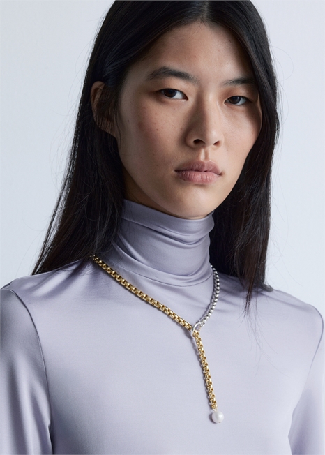 Двухцветное ожерелье-лариат 1322234001 - Фото 13983355