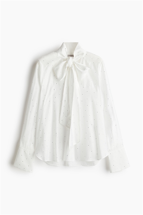 Блузка с завязками, украшенная стразами 1252084001 - Фото 13988601