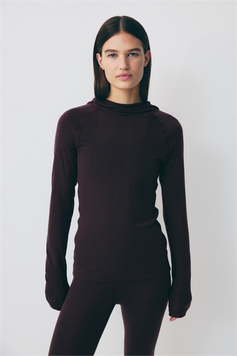 Шерстяной спортивный топ с капюшоном 1248290004 - Фото 13989785