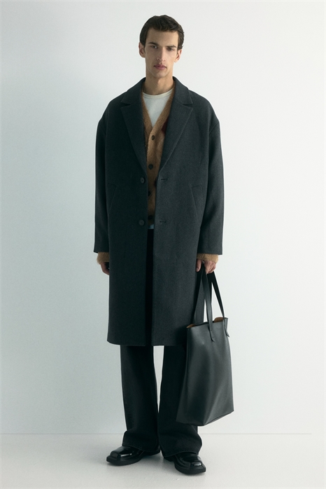 Однобортное пальто из шерстяного бленда 1305923001 - Фото 13991256