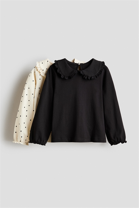 Хлопковые топы с воротничками в количестве 2 штук 1309404003 - Фото 13993483