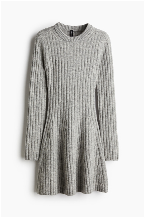 Платье с расклешенной юбкой из трикотажа в рубчик 1232509001 - Фото 13995662