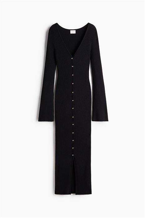 Платье на пуговицах с ребристой вязкой 1249214001 - Фото 13998316
