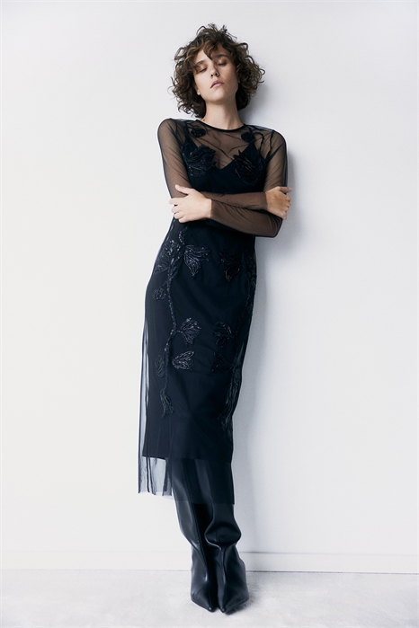 Платье из сетки с вышивкой пайетками 1260575001 - Фото 13998877