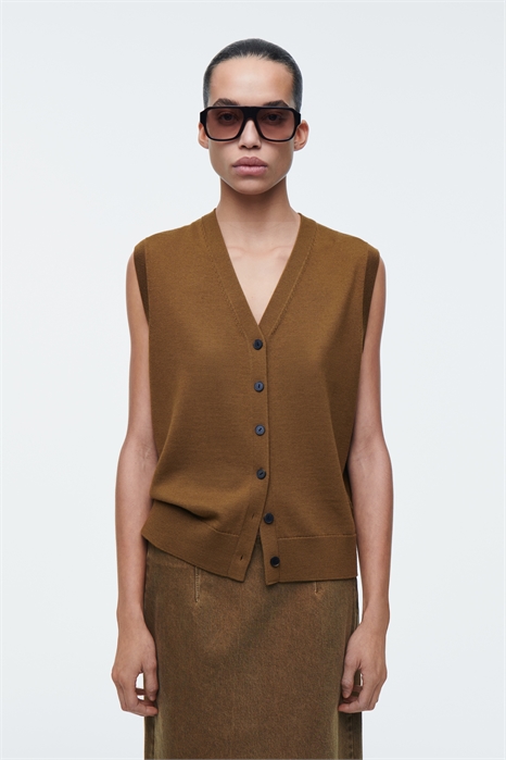 Жилет из мериносовой шерсти с V-образным вырезом 1271788002 - Фото 14000151