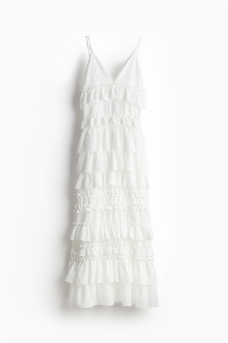 Платье-макси из кринклида с ярусами 1215809001 - Фото 14002208