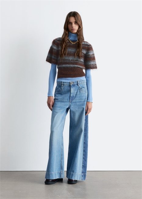 Джинсы с длинными широкими штанинами 1258201001 - Фото 14038098