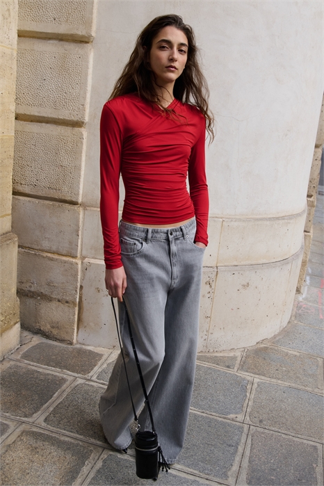 Топ из драпированного трикотажа 1302092003 - Фото 14041299