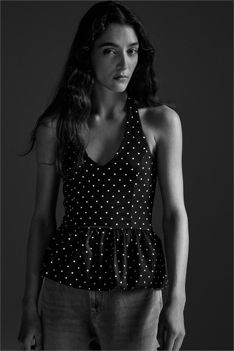 Топ с пеплумом и халтернеком 1307139001 - Фото 14041616