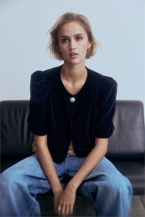 Топ с пуховыми рукавами 1310441001 - Фото 14041735