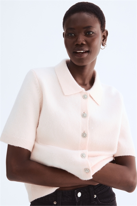 Кардиган с короткими рукавами и воротником 1315272002 - Фото 14042078