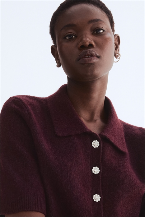 Кардиган с короткими рукавами и воротником 1315272003 - Фото 14042082