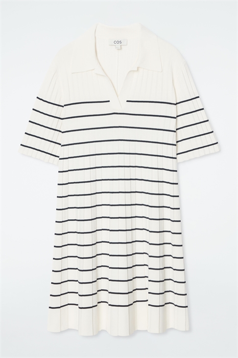 Трикотажное платье-поло в полоску длины мини 1227426002 - Фото 14044788