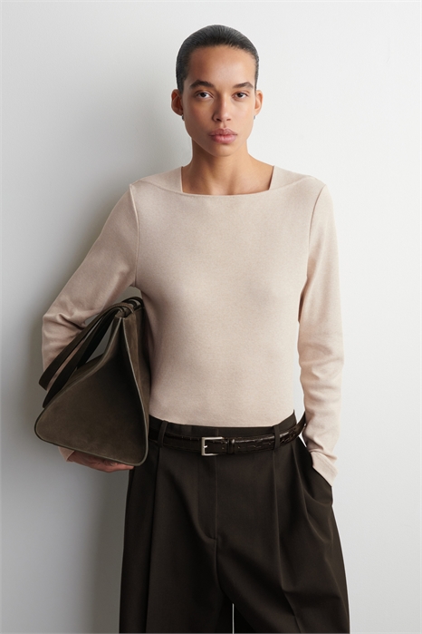 Топ с длинными рукавами из хлопкового джерси 1304498002 - Фото 14056023