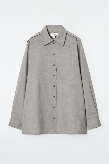 Шерстяная рубашка с декором в виде эполет 1251060001 - Фото 14059049