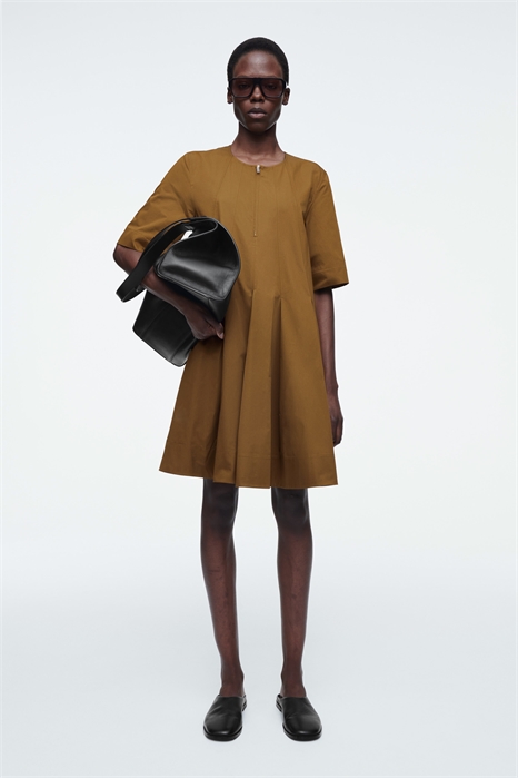 Плиссированное хлопковое платье-миди на молнии 1266207005 - Фото 14062412