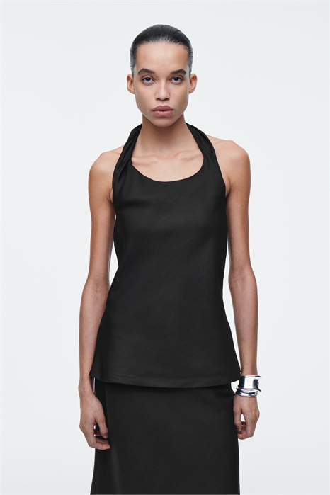 Топ из льняного бленда с кручеными деталями 1277270001 - Фото 14064238