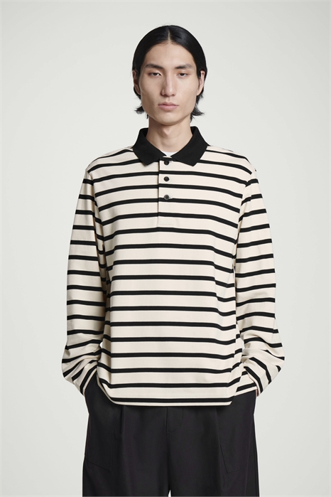 Полосатая рубашка-поло с длинными рукавами 1249553001 - Фото 14065374