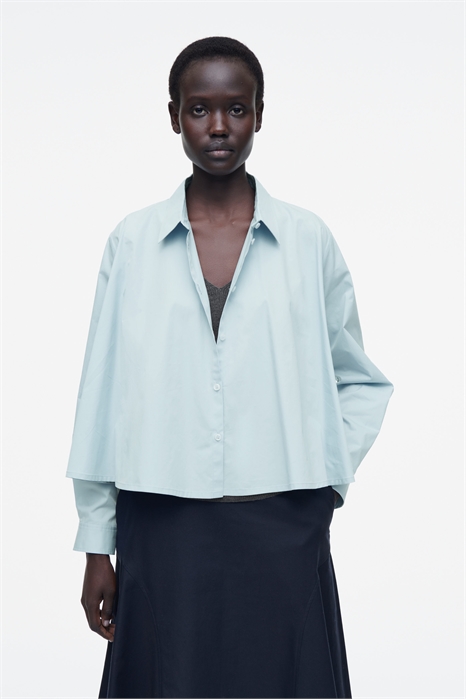 Расслабленная расклешенная рубашка из хлопка 1256714002 - Фото 14065848