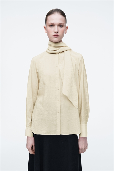 Шелковая блузка с отделкой шарфом 1256713001 - Фото 14067711