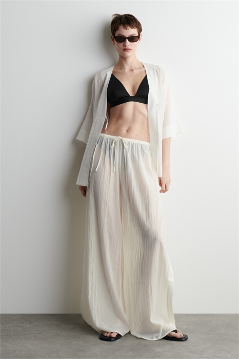 Пляжные брюки из мятого хлопка 1271282002 - Фото 14068642