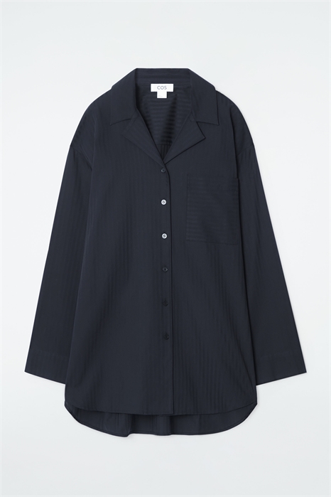 Пижамная рубашка из хлопка в полоску 1252900001 - Фото 14073128