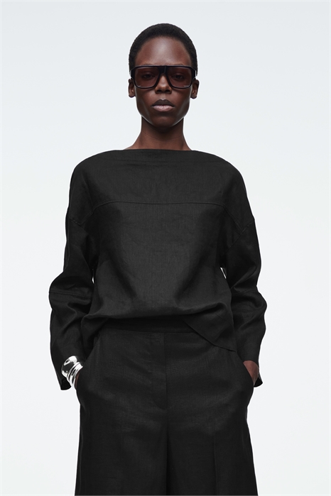 Льняная блузка с завязками 1274210002 - Фото 14073341