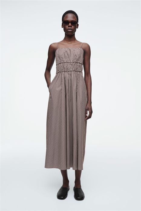 Полосатое платье-миди с собранной талией 1289162001 - Фото 14073356