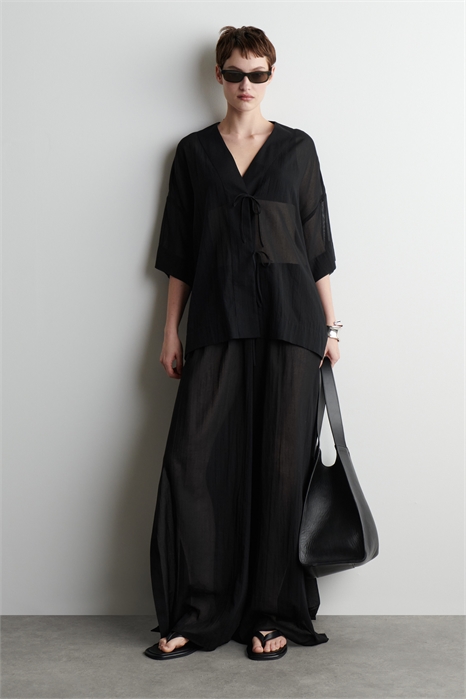 Пляжные брюки из мятого хлопка 1271282001 - Фото 14073439